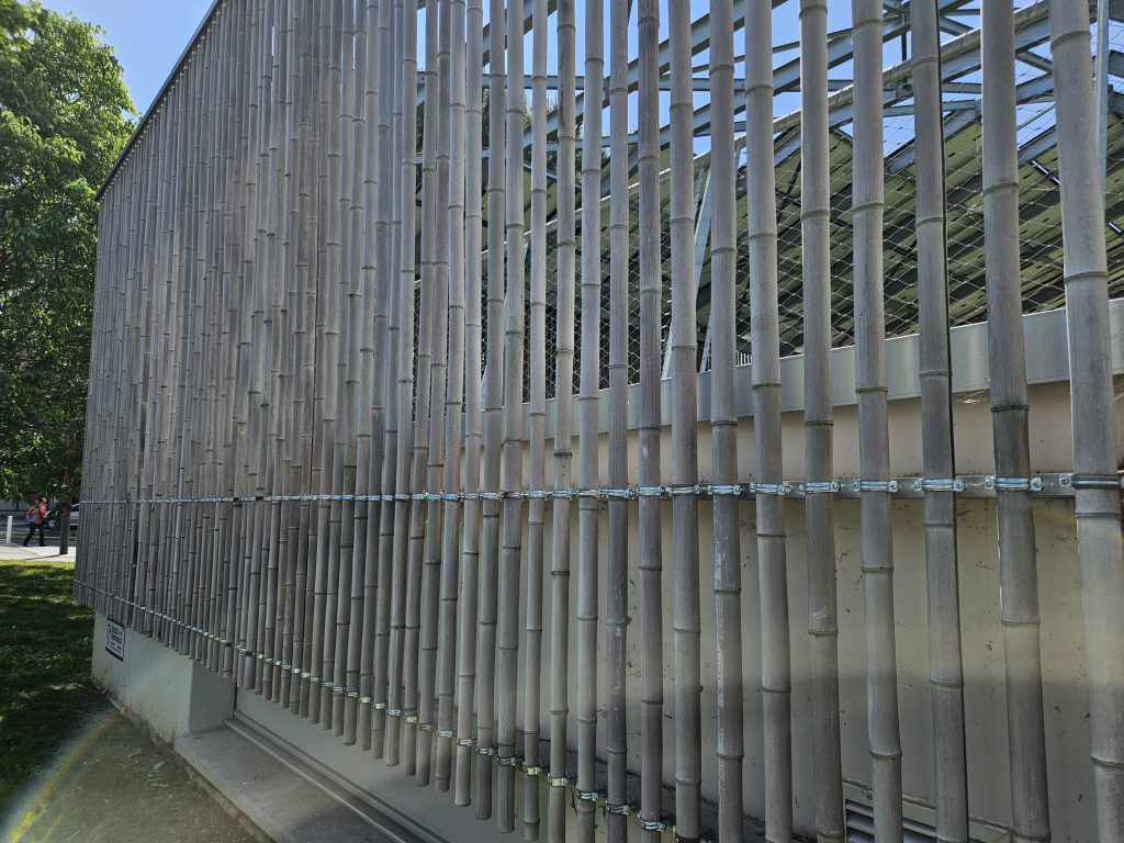 Cannes de bambou françaises jusqu’à 6 m 3 Bardage en cannes de bambou, maison de quartier de Balma à côté de Toulouse